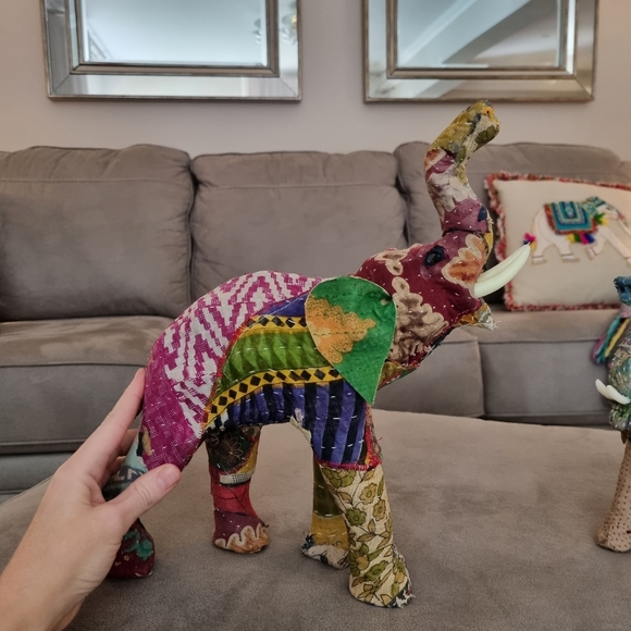 Boho Elephant set of 2 Pattern Fabric Material mother and baby Decor - Picture 3 of 9